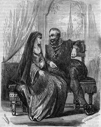 フランス王アンリ4世（1553-1610）とモンマルトルの修道院長マリー・ド・ボーヴィリエ - 19世紀の版画