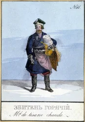 19世紀のロシアでのハーブティー販売店。