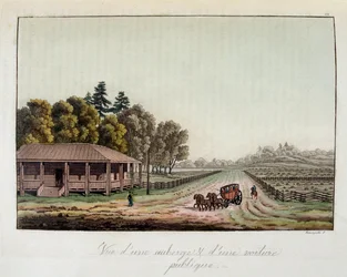 アメリカでのホステルとディリジェンス-フェラリオ著「古今東西の衣装」（ミラノ編）にて