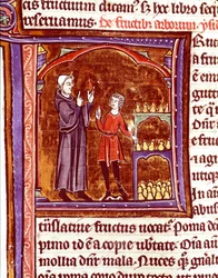 洋梨の保存方法 Vincent de Beauvais (1184/94-1264) の写本「歴史的鏡」のミニチュア 13世紀 Laon, municipal library.