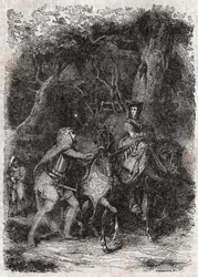ロドモンが描いたHypalca Arreted - 1851年に出版された、アリオストことLudovico Ariostoの「激情のロラン」（Orlando furioso）（16世紀）の版画 - トレッサン伯爵がイタリア語から翻訳し、Gustave Harvardが出版した版 1851年