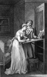 Choderlos De Laclos（1741-1803）の著書『危険な関係』の挿絵。19世紀初頭のエングレーヴィング。