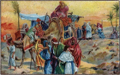兄弟に売られたヨセフ - Joseph sold by his brothers (Genesis 37.1-36) - 19世紀末のクロモリトグラフ。