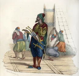 Khayr al-Din (v.1476-1546), バルベロッサ2世として知られる、トルコの私掠船。Léon Galibertの "L
