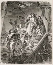 La galère de Saint Louis - モーリス・ラシャトレ著「世紀を超えた教皇、王、女王、皇帝の歴史」（1857年
