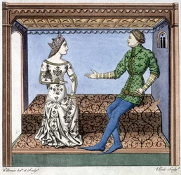 ランスロットとギニーヴルの会話 - 1370年の文書を基にした『Lancelot du lac』からの抜粋。