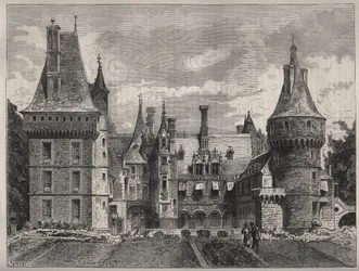 Le chateau de Maintenon, Eure et Loir (Eure et Loir), Centre, France 19世紀のエングレーヴィング。
