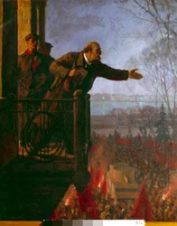 夜のチェチェンスカイア家のバルコニーにいるレーニン、1917年4月（油彩・カンヴァス）