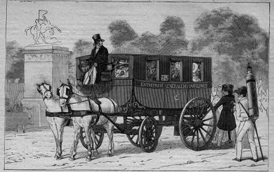 19世紀のLes Omnibus de Paris。キャロライン - 1892年の版画