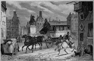 19世紀のLes Omnibus de Paris: Trycicle - 1892年のエングレービング