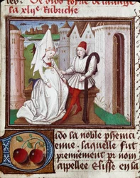 Les amours de Didon, founder of Carthage and Enee Miniature taken from the "The Book of Light and Noble Women" by Giovanni Boccaccio dit Jean Boccace (1313-1375)