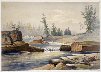 Les chutes de papineau - William Hickman, ed. Halifax著「Sketches on the nipisaguit a river of New Brunswick in America」に収録。