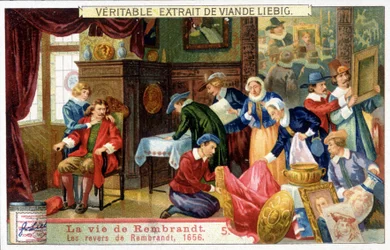 オランダの画家、レンブラント（1606〜1669）の生涯をリービッヒのクロモリで描いた作品。これは1656年のレンブラントの挫折。