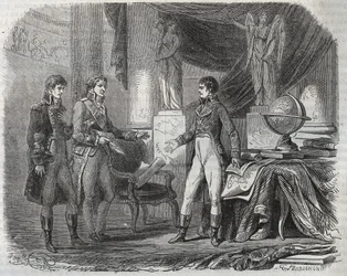 ナポレオン・ボナパルト（1769-1821）とアミアン条約（1802年）を交渉するコーンウォリス卿（1738-1805） - アミアンの平和（フランス） - 1802年3月に調印された条約により、革命戦争が終結した