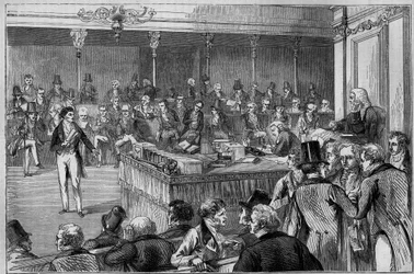 1832年、貴族院で改革法案（改革法）を提出するジョン・ラッセル卿（1792-1878）（彫刻