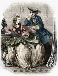 ルイ15世とポンパドゥール夫人、ジャンヌ・アントワネット・ポワソン（1721年～1764年）（ポンパドゥール侯爵夫人） - L.-P. AnquetilのHistoire de Franceに掲載。