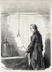 ルイジ・ガルバーニ、雷雲の電気でカエルの収縮を起こす - LUIGI GALVANI (1737-1798) イタリアの医師・物理学者。雷雲の電気でカエルの収縮を引き起こす