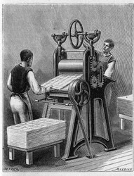 昔ながらの方法で遊ぶためのカード作り。トランプの円筒。1893年に描かれたもの。