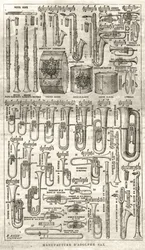 サックスの発明者であるアドルフ・サックス（1814-1894）の製造。1867年の「The Illustrious Universe」に掲載された版画。