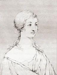 マリー＝マドレーヌ・ピオシュ・ド・ラ・ヴェルニュ、ラ・ファイエット伯爵夫人、1634年頃 – 1693年、『歴史的肖像画・絵画ギャラリー』より、1808年刊行。