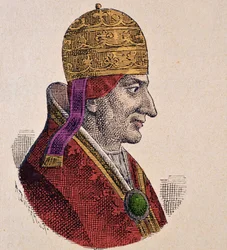 中世：教皇アレキサンダー3世（アレッサンドロ）（1105-1181）の図像 「La storia dei papi del card.Hergenrother" 1898年