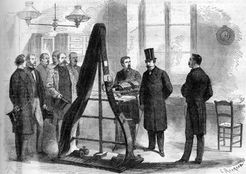 ナポレオン3世は、1866年に内務省の電気電信の事務所を訪れた。