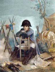 アウステルリッツの戦いの前夜、ビバークするナポレオン - フィリッポトーの彫刻 - Napoleon at the Bivouac.アウステルリッツの戦い（1805年）は、三帝の戦いとも呼ばれています。
