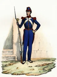市内の秩序を維持するため、フランスのアフリカ軍のクローゼル将軍が1830年に創設したアルジェの国民衛兵またはアフリカ民兵。レオーネ・ガリベルト著『アルジェの歴史』第2巻所収