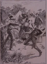 1878年、ストリンジバーク・クリークでロニガン警察官を殺害したネッド・ケリー(彫刻)