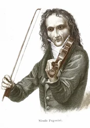 ニコロ・パガニーニ（1782 - 1840）は自身のストラディヴァリウスを演奏する（イタリアの弦楽器製作者アントニオ・ストラディヴァリが製作したヴァイオリン）。
