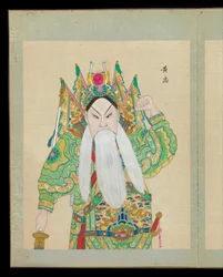 京劇人物肖像画100点 19世紀末～20世紀初頭（アルバム50葉、絹本、墨、彩色、金彩）