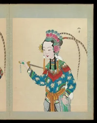 京劇人物肖像画100点 19世紀末～20世紀初頭（アルバム50葉、絹本、墨、彩色、金彩）