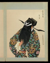 京劇人物肖像画100点 19世紀末～20世紀初頭（アルバム50葉、絹本、墨、彩色、金彩）