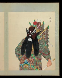 京劇人物肖像画100点 19世紀末～20世紀初頭（アルバム50葉、絹本、墨、彩色、金彩）