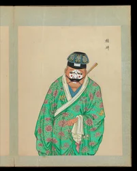 京劇人物肖像画100点 19世紀末～20世紀初頭（アルバム50葉、絹本、墨、彩色、金彩）