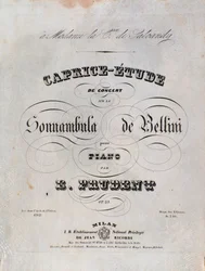 Vincenzo BelliniのLa sonnambulaに基づくEmile Prudentのピアノのためのカプリースタディーの楽譜のページです。