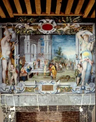 武器庫の暖炉の上に描かれたソロモンとシバの女王の絵