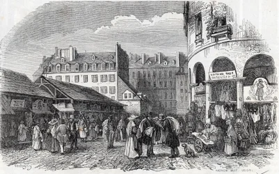 パリ、3区 - 19世紀のパリの寺院のカールの回転 - Edmond Texierの "Tableau-de-Paris "のエングレービング