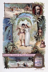 ポールとヴァージニアフランスの作家（1737-1814）Henri Bernardin de Saint Pierre (Saint-Pierre or St-Pierre)のロマン。V.マッセによるイラスト - リエビッグの広告ヴィネット