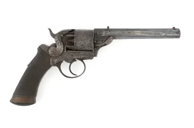 パーカッション・サイドハンマー・リボルバー、おそらく口径.38インチ、1860年代頃（リボルバー、パーカッション、サイドハンマー