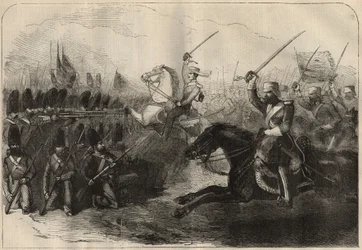 ペルシャ・アングロ（アングロ・ペルシャ）戦争（1856年～1857年）：2月8日のクーシュ・アブ（Koosh Ab, Kooshab）の戦いでのフォーブス大尉が指揮する第3英国インド騎兵隊の突撃