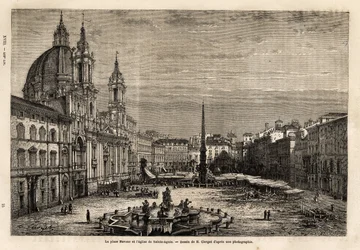 ナヴォーナ広場は、1世紀に建てられたドミティアヌスの競技場の跡地に作られたもので、1648年から1651年にかけてベルニーニ（1598年から1620年）の設計で作られた4つの川の噴水や、聖アグネス教会、バティー・ベットなどがあり、バロック・ローマの誇りとなっています。