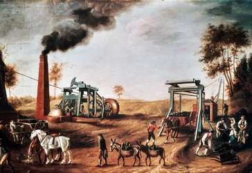 ピットヘッド、1800年頃、無名の画家による絵画、油彩・キャンバス、95 x 153 cm、イギリス