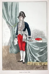 ポリス・プレフェット（1800）。アルフレッド・レイ(1864-?)とルイ・フェロン(1862-?)がセーヌ川の警察官だったルイ・ルピーヌ(1846-1933)の後援で出版した本「平和の戦士たちの歴史」の挿絵のためのカラー・エッチング。