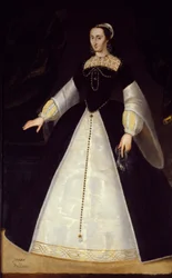 ナバラ王妃ジョアン・オブ・アルブレ（1528-1572）の足元の肖像（ヘンリー4世の母） 匿名の絵16世紀 日1,96x1,22 m ポー、城の博物館