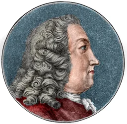 アルブレヒト・フォン・ハラー・メデシン（スイスの生理学者・植物学者）の肖像（1708～1777年） エングレーヴィング。