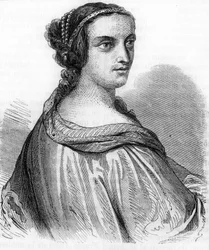 ルイ11世の娘、ブルボン公爵夫人であるフランスのアンヌ・ド・ボージュー（1462-1522）の肖像。19世紀のエングレーヴィング。)19世紀のエングレーヴィング。