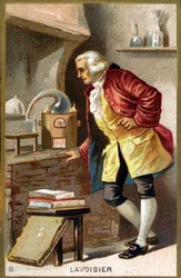 Antoine Laurent de Lavoisier (1743 - 1794), フランスの化学者の肖像。クロモリトグラフィー 19世紀