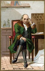 ベンジャミン・フランクリン（1706〜1790）の肖像。19世紀末のクロモリトグラフ。