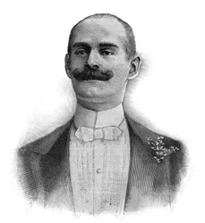 Camille Perier (Kam-Hil) (Kam Hil) (1856-1935) イギリスのキャバレーのパフォーマー、歌手の肖像 - エングレーヴィング 1882年